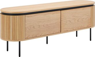 Vente-Unique Mueble TV con 2 puertas chapado en roble y metal - Natural claro y Negro - CARDIONA