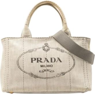 Prada Pre-owned Tote Bags, female, Gray, Size: ONE SIZE Pre-owned Denim Satchel