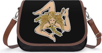 Generic Sicilian Flag Crossbody Bags for Women Shoulder Messenger Bag Purse Handbags