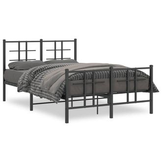 Berkfield Home Metal Bed Frame without Mattress with Footboard Black 120x190cm | Size: 120x190 cm