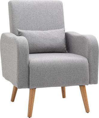 HOMCOM Nordic Leisure Lounge Sofa Accent Chair with Pillow for Bedroom Grey | TJ Hughes