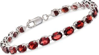 Ross-Simons Oval Garnet Bracelet in Sterling Silver