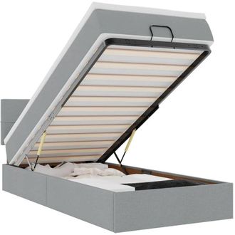 vidaXL Vidaxl - Estructura De Cama Otomana Con Colch&oacute;n Tela Gris Claro 80x200cm