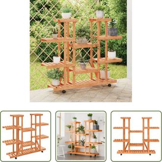 vidaXL vidaXL Porta piante con ruote - Portafiori con Ruote 110x25x115 cm in Legno Massello di Abete