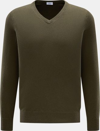 Braun Hamburg Men - Cashmere V-neck jumper olive