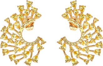 Luxenter Padparadscha-oorbellen met 18-karaats geelgouden afwerking - Narbel