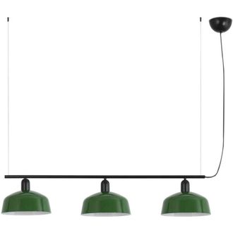 Faro Barcelona Faro Tatawin L&aacute;mpara Colgante De Techo De Barra Mediana, Negra, Verde Brillante, 3 Bombillas E27