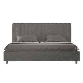 ITYhome Letto Matrimoniale King Size Rivestito In Microfibra - Agueda - Dimensione Rete: 180x210 - Tipologia Letto: Con Rete E Contenitore - Colore: Grigio