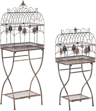 Beliani Conjunto De 2 Estanter&iacute;as De Metal Para Plantas Independientes Interior Ba&ntilde;o Negro Sicilia