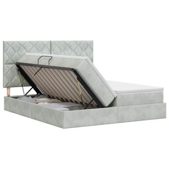 vidaXL Cama Con Almacenamiento Gris Claro 180 X 200 Cm Terciopelo Vidaxl