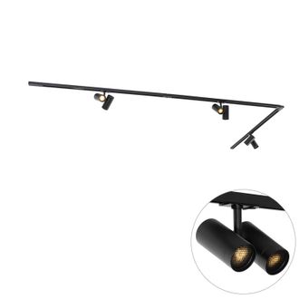 QAZQA Moderno Sistema De Rieles De Iluminaci&oacute;n Moderno Con 3 Focos Negros Monof&aacute;sico - Iconic Scopio Met&aacute;lica /pl&aacute;stico Alargada Adecuado Para Led Max. 6 X 