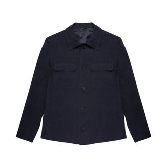 Brooks Brothers Linnen Shirt Jacket - Heren - Zomerjassen - Blauw - L - Linnen - Jassen