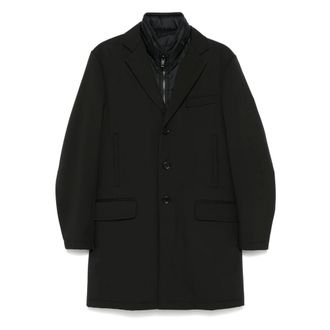Fay Single-Breasted Coats, male, Black, Size: S Double Coat
