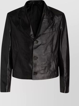 Ferragamo fitted leather jacket wide lapels
