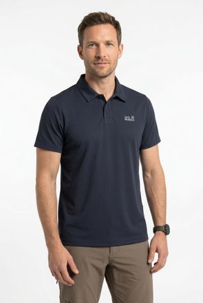 Jack Wolfskin Poloshirt JACK WOLFSKIN ESSENTIAL POLO M, Herren, Gr. L (52), schwarz navy, Obermaterial: 100% Baumwolle. Futter: 100% Baumwolle, normal, Rundhals, Sh
