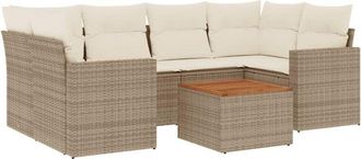 vidaXL Vidaxl - Set Sof&aacute;s De Jard&iacute;n 7 Piezas Y Cojines Rat&aacute;n Sint&eacute;tico Beige