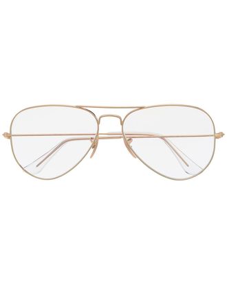 Ray-Ban aviator-frame glasses - unisex - Metal - 58 - Gold