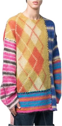 Marni Round-neck Knitwear, male, Multicolor, L, Multicolour Patchwork Mohair Jumper