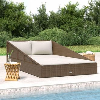 vidaXL Vidaxl - Tumbona Cama De Jard&iacute;n Rat&aacute;n Sint&eacute;tico Marr&oacute;n 110x200 Cm