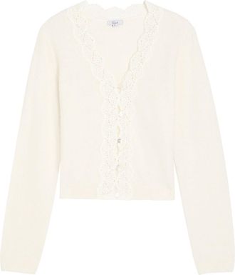 Rails Mer Lace-trim Alpaca-blend Cardigan - Ivory - S (UK8-10 / S)