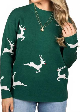 Staccato Reindeer Sweater In Green