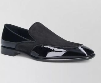 Christian Louboutin loafers round toe patent finish suede panel