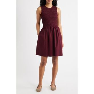 Madewell The Melody Smocked Minidress in Sangria at Nordstrom, Size Xx-Large