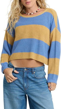 Billabong Stripe Marled Crop Sweater in Curry at Nordstrom, Size X-Large