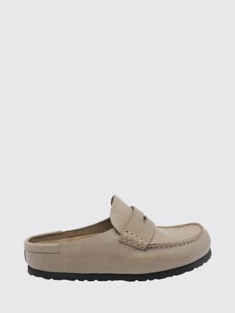 Birkenstock Mules Naples in pelle oliata con punta tonda e vaschetta in rilievo