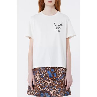 Max Mara Bora Beautiful Summer Embroidered Graphic T-Shirt in White at Nordstrom, Size X-Small