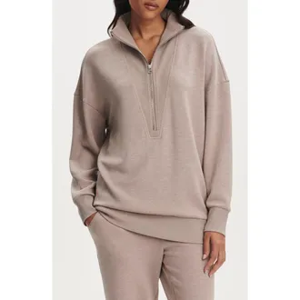 Varley Masie Long Half Zip Sweatshirt in Taupe Marl at Nordstrom, Size Xx-Small