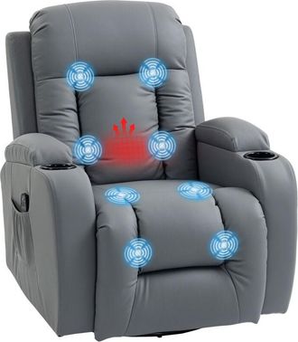 HOMCOM Massage Recliner Chair, Recliner Armchair with 8 Vibration & Heat