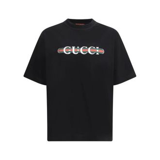 Gucci T-Shirts, male, Black, Size: M Vintage Logo Tee Stylish Monogram Print