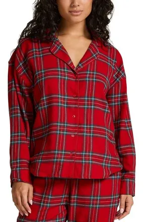 Hunkem&ouml;ller Flannel Pyjama Top in Red at Nordstrom, Size X-Small