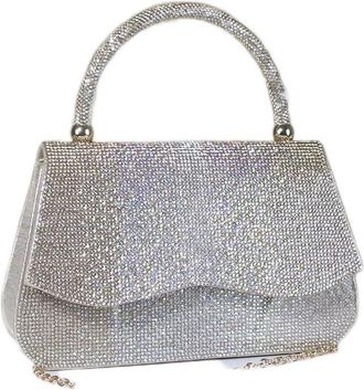 Generic Elegant Evening Clutch Bag with Crystal Rhinestone Design, Sparkly Handbag for Women, Party Wedding Formal Events, Available in Black, Red, Green, Sil