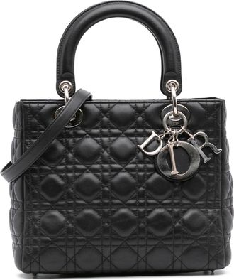 Dior Pre-owned Womens Lady Top Handle Bag - Black Leather - One Size