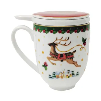 KASANOVA Infusiera natalizia con coperchio in porcellana, 360 ml