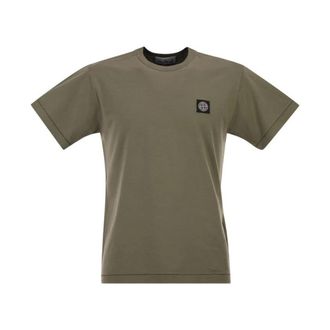 Stone Island Patch Logo T-Shirt - Heren - T-shirts - Groen - M - Katoen - Tops