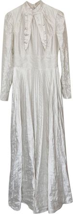 Erdem White Tie Detail Satin Maxi Dress Size S