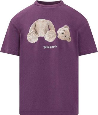 Palm Angels Heren Kill The Bear Logo T-Shirt (Paars)