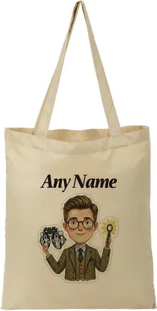 Unigift Personalised Gift - Male Optometrist Tote Shopping Bag (Eye Care Professional Design) Custom Name Message - Optician Graduation Birthday Present
