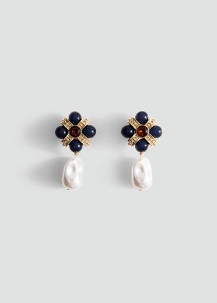 Mango Orecchini ciondoli perla oro - Donna - Taglia unica - MANGO