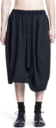 Comme Des Gar&ccedil;ons Zwarte Wol Twill Drop Crotch Shorts - Heren - Korte Broeken - Zwart - XL - Wol - Korte Broeken