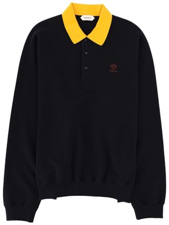 Versace Two-Tone Polo Design Ribbed Sweatshirt