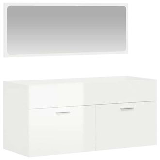 Berkfield Home Bathroom Cabinet with Mirror High Gloss White Engineered Wood