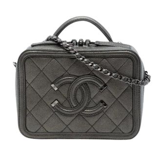 Chanel Pre-owned Filigree Vanity Case - Dames - Pre-owned - Grijs - Maat: ONE Size Leer
