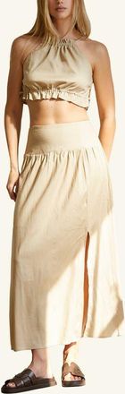 Crescent Linen Blend Halter Top & Maxi Skirt Set in Beige at Nordstrom, Size Large