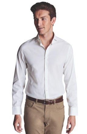 CHARLES TYRWHITT Non-Iron Performance Twill Shirt in White at Nordstrom, Size 14.532