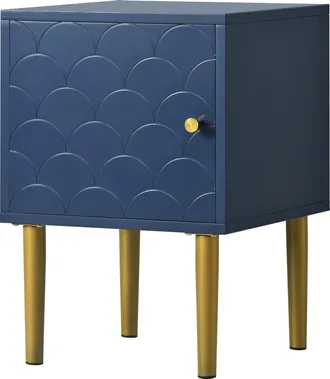 STILVORA Mesita De Noche Con 1 Puerta, Tirador Reversible Y Patas De Metal, Para Dormitorio, En Madera Y Metal, 35&times;35&times;51 Cm