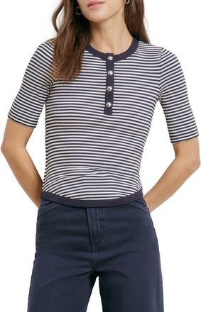 Favorite Daughter The Foundation Stripe Henley in Navy/White Stripe at Nordstrom, Size X-Small